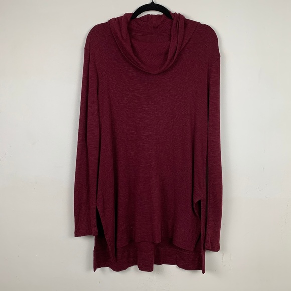 J. Jill Tops - J Jill Pima Cotton Wine Tunic Cowl Neck Shirt M